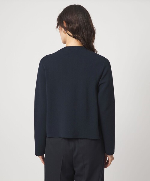 green label relaxing（グリーンレーベルリラクシング）の「フロント フリル ニット カーディガン（カーディガン/ボレロ・レディース・ネイビー/ブラウン系・FREE）」の6枚目の写真