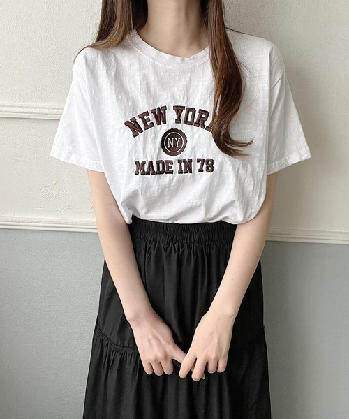 Nana（ナナ）の「刺繍ロゴTシャツ（Tシャツ/カットソー・レディース・ホワイト/ブラック・FREE）」の7枚目の写真