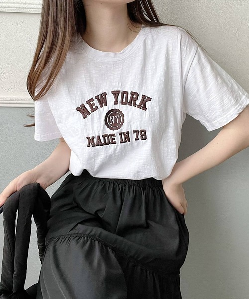 Nana（ナナ）の「刺繍ロゴTシャツ（Tシャツ/カットソー・レディース・ホワイト/ブラック・FREE）」の8枚目の写真