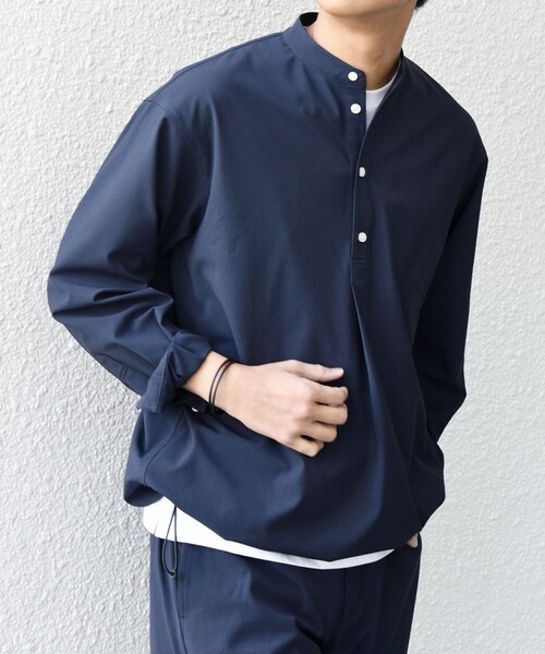 SHIPS any（シップス エニィ）の「SHIPS any:〈吸水速乾〉Rapidry バンドスキッパー スピンドル プルオーバー シャツ(セットアップ対応)◇（シャツ/ブラウス・メンズ・ベージュ/ブラック/グレー/ネイビー・SMALL/LARGE/MEDIUM）」の4枚目の写真