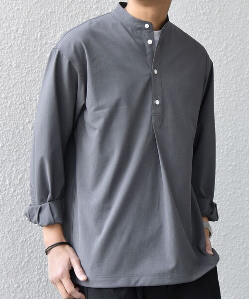 SHIPS any（シップス エニィ）の「SHIPS any:〈吸水速乾〉Rapidry バンドスキッパー スピンドル プルオーバー シャツ(セットアップ対応)◇（シャツ/ブラウス・メンズ・ベージュ/ブラック/グレー/ネイビー・SMALL/LARGE/MEDIUM）」の9枚目の写真