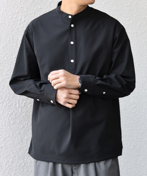 SHIPS any（シップス エニィ）の「SHIPS any:〈吸水速乾〉Rapidry バンドスキッパー スピンドル プルオーバー シャツ(セットアップ対応)◇（シャツ/ブラウス・メンズ・ベージュ/ブラック/グレー/ネイビー・SMALL/LARGE/MEDIUM）」の12枚目の写真