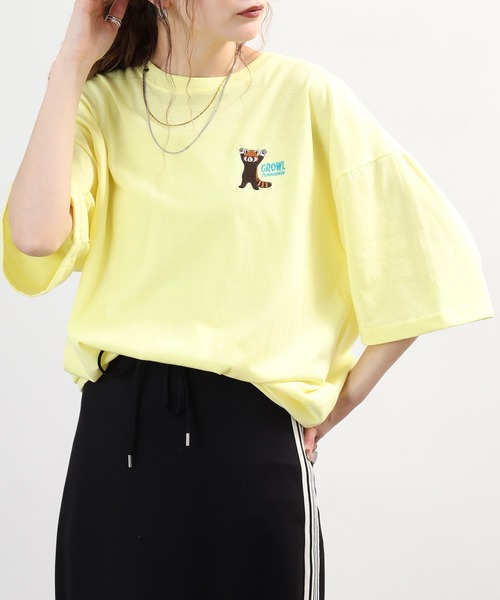 FUNALIVE（ファンアライブ）の「ワイド半袖Tシャツ ワンポイント刺繍（Tシャツ/カットソー・メンズ・杢グレー/ホワイト系3/ダークグリーン/ブラック系2/ブラック系3/ホワイト/ホワイト系2/ブラック/ブラック系4/ライトイエロー系/ミント/ダークネイビー・M/LL/L）」の12枚目の写真