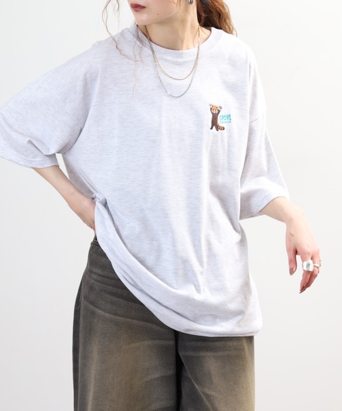 FUNALIVE（ファンアライブ）の「ワイド半袖Tシャツ ワンポイント刺繍（Tシャツ/カットソー・メンズ・杢グレー/ホワイト系3/ダークグリーン/ブラック系2/ブラック系3/ホワイト/ホワイト系2/ブラック/ブラック系4/ライトイエロー系/ミント/ダークネイビー・M/LL/L）」の2枚目の写真