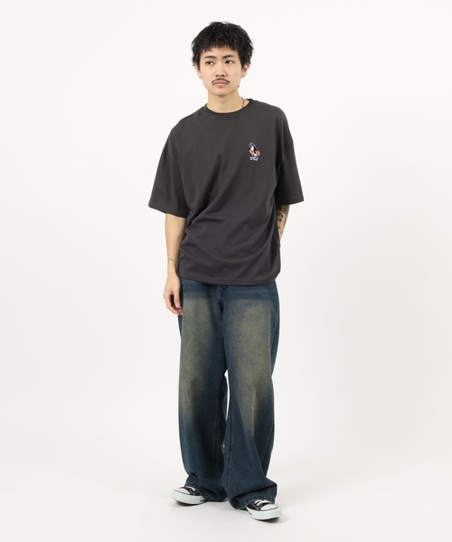 FUNALIVE（ファンアライブ）の「ワイド半袖Tシャツ ワンポイント刺繍（Tシャツ/カットソー・メンズ・杢グレー/ホワイト系3/ダークグリーン/ブラック系2/ブラック系3/ホワイト/ホワイト系2/ブラック/ブラック系4/ライトイエロー系/ミント/ダークネイビー・M/LL/L）」の13枚目の写真