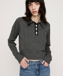BICOLOR CABLE KNIT TOPS バイカラーケーブルニットトップス 春服