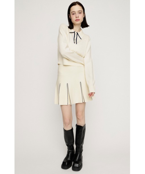 SLY（スライ）の「BICOLOR CABLE KNIT TOPS バイカラーケーブルニットトップス 春服（ニット/セーター・レディース・杢グレー/アイボリー/ブラック・FREE）」の6枚目の写真