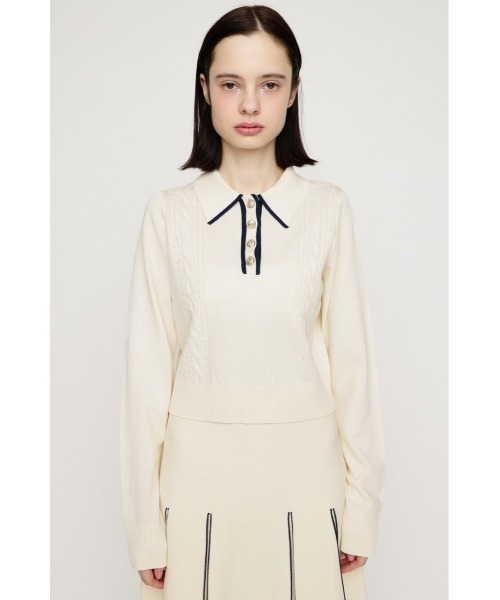 SLY（スライ）の「BICOLOR CABLE KNIT TOPS バイカラーケーブルニットトップス 春服（ニット/セーター・レディース・杢グレー/アイボリー/ブラック・FREE）」の8枚目の写真