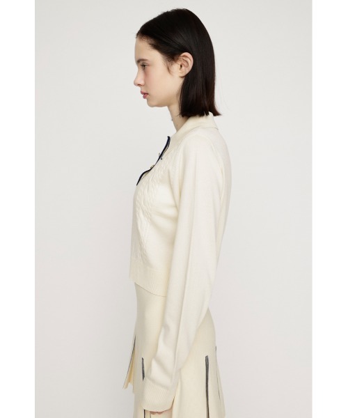 SLY（スライ）の「BICOLOR CABLE KNIT TOPS バイカラーケーブルニットトップス 春服（ニット/セーター・レディース・杢グレー/アイボリー/ブラック・FREE）」の9枚目の写真