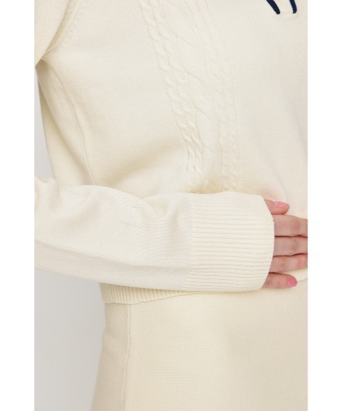 SLY（スライ）の「BICOLOR CABLE KNIT TOPS バイカラーケーブルニットトップス 春服（ニット/セーター・レディース・杢グレー/アイボリー/ブラック・FREE）」の11枚目の写真
