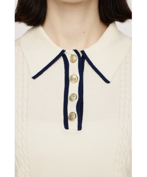 SLY（スライ）の「BICOLOR CABLE KNIT TOPS バイカラーケーブルニットトップス 春服（ニット/セーター・レディース・杢グレー/アイボリー/ブラック・FREE）」の12枚目の写真