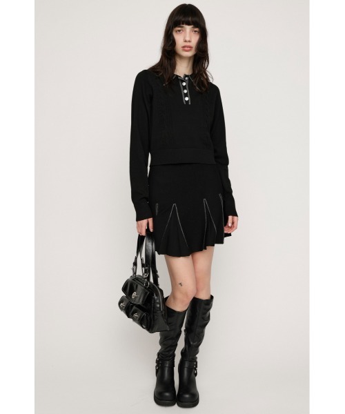 SLY（スライ）の「BICOLOR CABLE KNIT TOPS バイカラーケーブルニットトップス 春服（ニット/セーター・レディース・杢グレー/アイボリー/ブラック・FREE）」の14枚目の写真