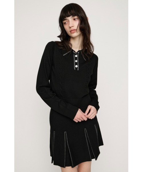 SLY（スライ）の「BICOLOR CABLE KNIT TOPS バイカラーケーブルニットトップス 春服（ニット/セーター・レディース・杢グレー/アイボリー/ブラック・FREE）」の15枚目の写真
