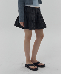 BOHO RUFFLED CANCAN MINI SKIRT - CHARCOAL