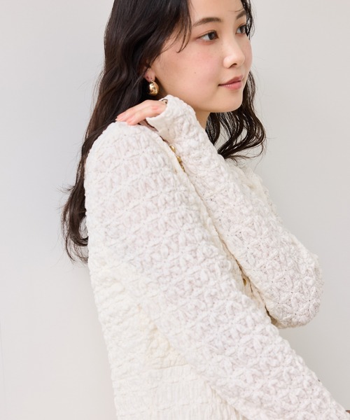 VIS（ビス）の「膨れジャガードカットソーワンピース（ワンピース・レディース・キナリ/ブラック・FREE）」の8枚目の写真