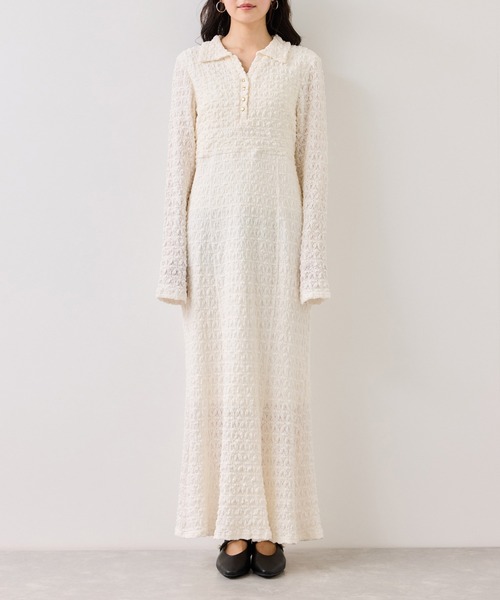 VIS（ビス）の「膨れジャガードカットソーワンピース（ワンピース・レディース・キナリ/ブラック・FREE）」の20枚目の写真