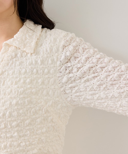 VIS（ビス）の「膨れジャガードカットソーワンピース（ワンピース・レディース・キナリ/ブラック・FREE）」の16枚目の写真