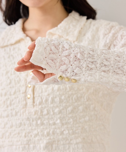 VIS（ビス）の「膨れジャガードカットソーワンピース（ワンピース・レディース・キナリ/ブラック・FREE）」の15枚目の写真