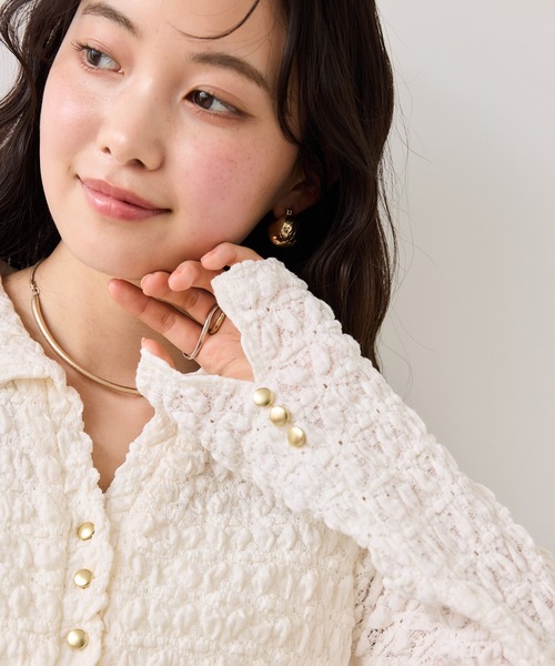 VIS（ビス）の「膨れジャガードカットソーワンピース（ワンピース・レディース・キナリ/ブラック・FREE）」の5枚目の写真