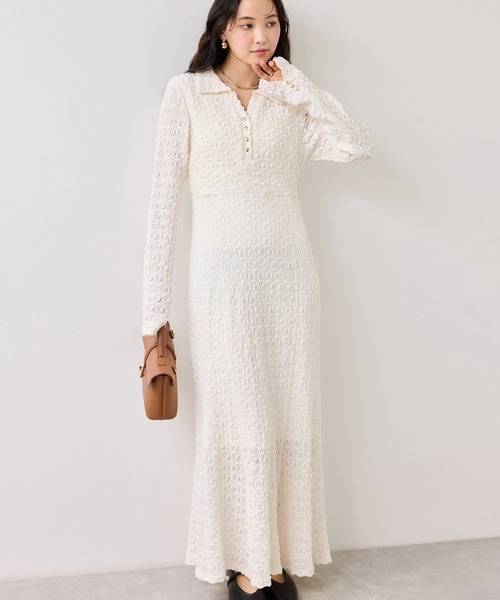 VIS（ビス）の「膨れジャガードカットソーワンピース（ワンピース・レディース・キナリ/ブラック・FREE）」の10枚目の写真