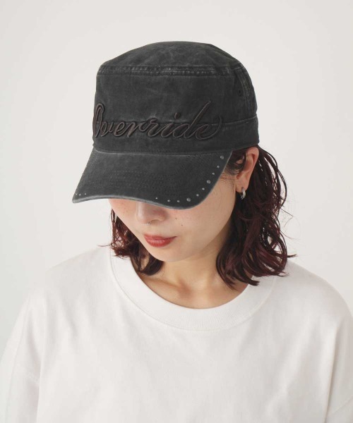 OVERRIDE(オーバーライド)の「OVERRIDE PIGMENT TWILL DE GAULLE CAP / オーバーライド(キャップ・レディース・ブラック/ブラウン/ピンク・57~59cm)」の5枚目の写真