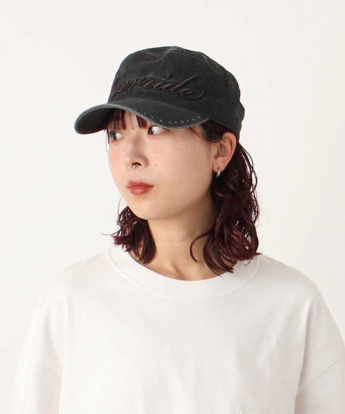 OVERRIDE(オーバーライド)の「OVERRIDE PIGMENT TWILL DE GAULLE CAP / オーバーライド(キャップ・レディース・ブラック/ブラウン/ピンク・57~59cm)」の6枚目の写真