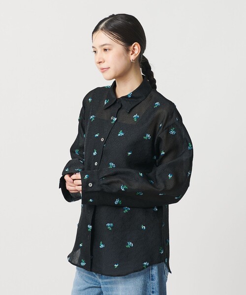 BEAUTY&YOUTH UNITED ARROWS（ビューティーアンドユースユナイテッドアローズ）の「フラワーモチーフ ジャガード シャツ ウォッシャブル（シャツ/ブラウス・レディース・オフホワイト/ブラック・FREE）」の8枚目の写真