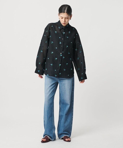 BEAUTY&YOUTH UNITED ARROWS（ビューティーアンドユースユナイテッドアローズ）の「フラワーモチーフ ジャガード シャツ ウォッシャブル（シャツ/ブラウス・レディース・オフホワイト/ブラック・FREE）」の9枚目の写真