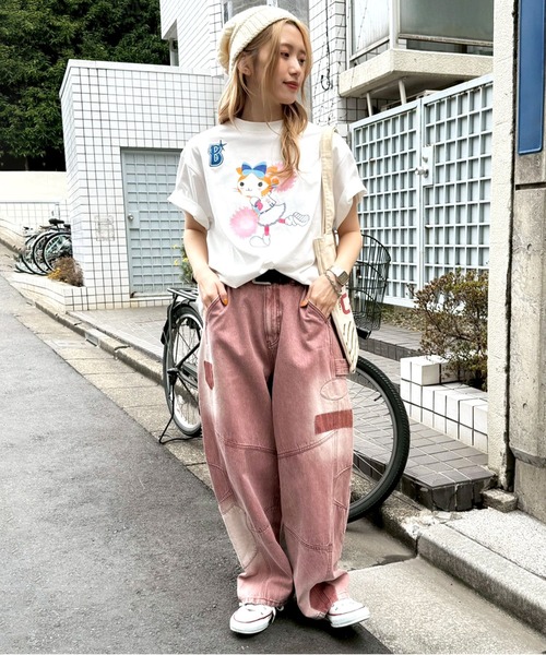 DOUBLE NAME（ダブルネーム）の「【横浜DeNAベイスターズ】  USEDプリント BIGTEE（Tシャツ/カットソー・レディース・ピンク/ブルー・FREE）」の4枚目の写真