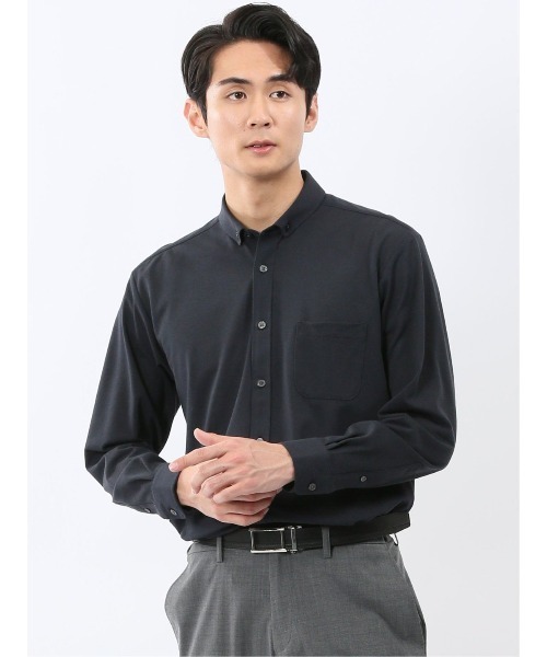 m.f.editorial(エムエフエディトリアル)の「シャツ メンズ 長袖 ストレッチ 吸水速乾 イージーケア ショート ボタンダウン ビジカジ クールビズ アルティマ(ビジネスシャツ・メンズ・ネイビー/ベージュ・MEDIUM/LARGE/X-LARGE)」の2枚目の写真