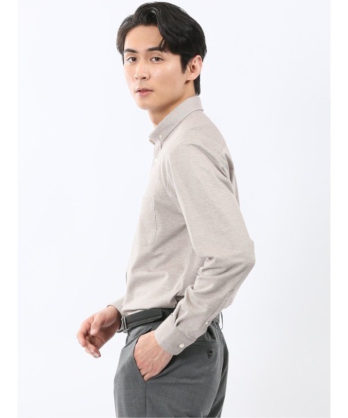 m.f.editorial(エムエフエディトリアル)の「シャツ メンズ 長袖 ストレッチ 吸水速乾 イージーケア ショート ボタンダウン ビジカジ クールビズ アルティマ(ビジネスシャツ・メンズ・ネイビー/ベージュ・MEDIUM/LARGE/X-LARGE)」の5枚目の写真