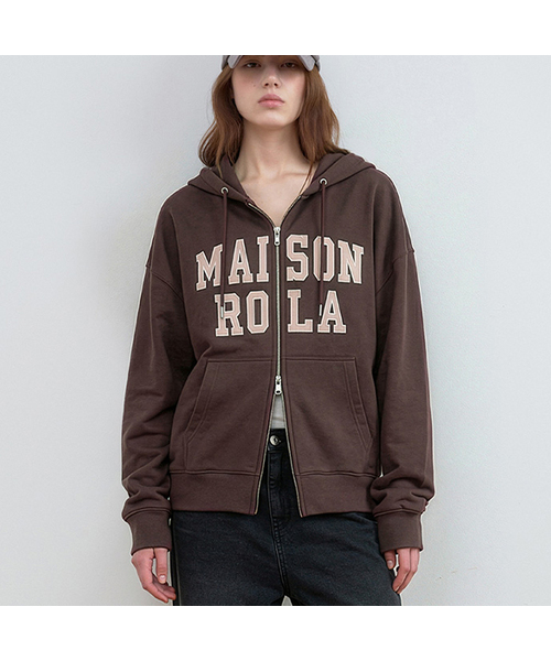 ROLAROLA（ロラロラ）の「PATCHWORK CAMPUS HOOD ZIP-UP BROWN