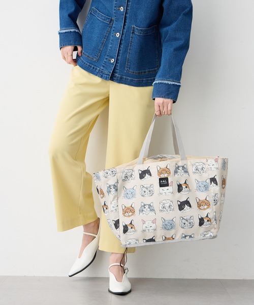 CROSSPLUS ONLINE(クロスプラスオンライン)の「猫柄レジかごバック【撥水・保冷・大容量】(トートバッグ・レディース・アイボリー・フリー)」の13枚目の写真