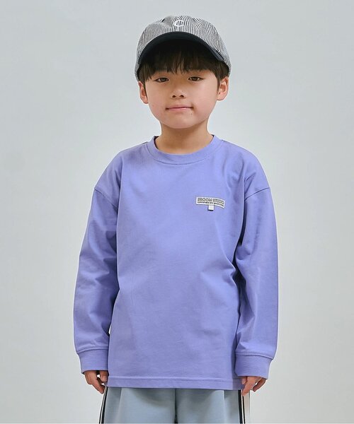 b・ROOM(ビールーム)の「【綿100%】【スクール対応】名札付けループ付き長袖Tシャツ(Tシャツ/カットソー・キッズ・パープル/ブルー系その他/ブラック/オフホワイト・100cm/120cm/110cm/130cm/140cm/150cm)」の1枚目の写真