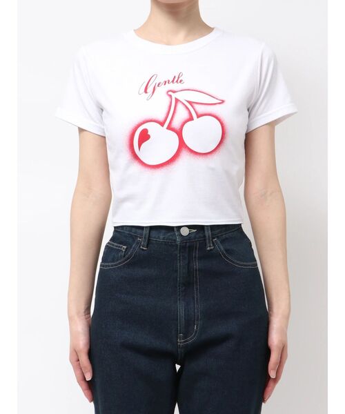 EMODA（エモダ）の「チェリープリントTシャツ【WEB限定カラーあり】（Tシャツ/カットソー・レディース・グレー/チャコールグレー/ホワイト/ブルー・FREE）」の14枚目の写真