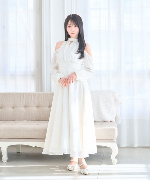 Open shoulder chiffon dress（ドレス）｜Rose Muse（ロゼミューズ）の
