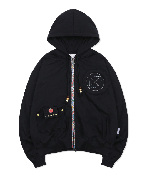RuNaKi'Hu'(ルナキフ)の「WXJ041 ヒビキ花柄配色フードジップアップ (ブラック)(パーカー・レディース・その他・1/2)」の3枚目の写真