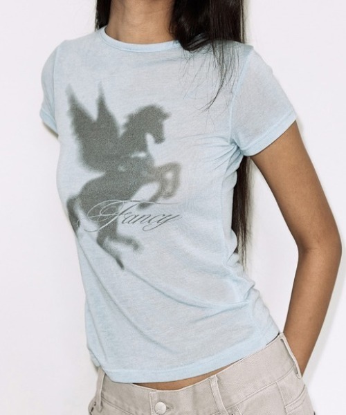 FANCY CLUB(ファンシークラブ)の「A'GEM/9 × .kom 『FANCY CLUB/ファンシークラブ』 SHADOW PEGASUS TEE/シャドウペガサスTシャツ(Tシャツ/カットソー・レディース・ライトブルー/グレー・FREE)」の8枚目の写真
