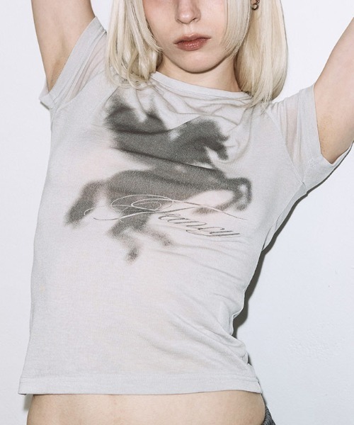 FANCY CLUB(ファンシークラブ)の「A'GEM/9 × .kom 『FANCY CLUB/ファンシークラブ』 SHADOW PEGASUS TEE/シャドウペガサスTシャツ(Tシャツ/カットソー・レディース・ライトブルー/グレー・FREE)」の3枚目の写真