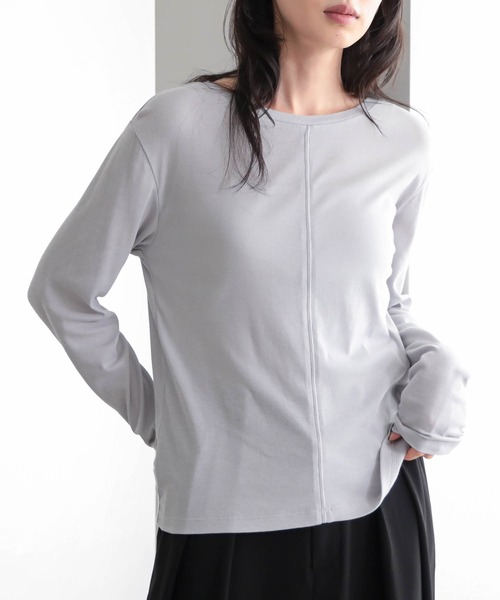 for/c（フォーシー）の「[新色追加]コットンシアーL/STシャツ【サスティナブル】（Tシャツ/カットソー・レディース・ブラック/オフホワイト/ライトグリーン/イエロー/グレー・M/L/LL）」の3枚目の写真