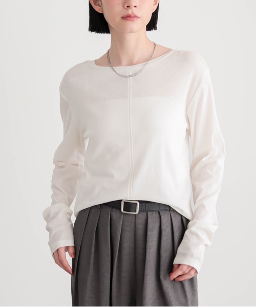 for/c（フォーシー）の「[新色追加]コットンシアーL/STシャツ【サスティナブル】（Tシャツ/カットソー・レディース・ブラック/オフホワイト/ライトグリーン/イエロー/グレー・M/L/LL）」の2枚目の写真