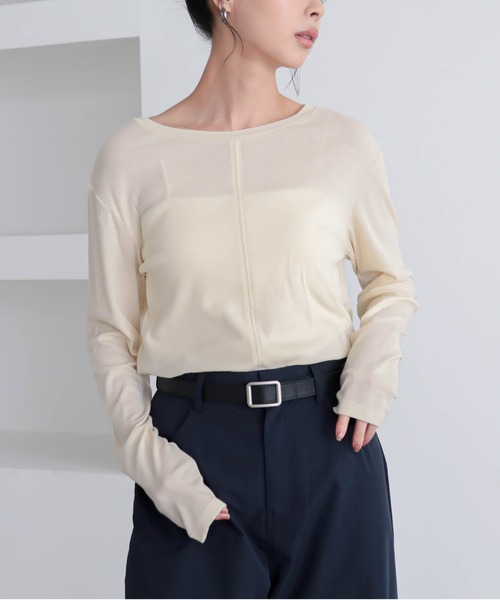 for/c（フォーシー）の「[新色追加]コットンシアーL/STシャツ【サスティナブル】（Tシャツ/カットソー・レディース・ブラック/オフホワイト/ライトグリーン/イエロー/グレー・M/L/LL）」の5枚目の写真