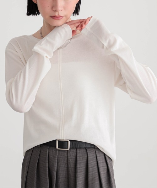 for/c（フォーシー）の「[新色追加]コットンシアーL/STシャツ【サスティナブル】（Tシャツ/カットソー・レディース・ブラック/オフホワイト/ライトグリーン/イエロー/グレー・M/L/LL）」の6枚目の写真