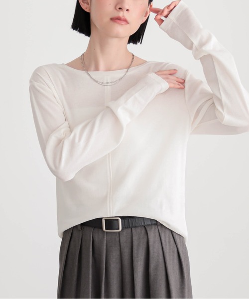 for/c（フォーシー）の「[新色追加]コットンシアーL/STシャツ【サスティナブル】（Tシャツ/カットソー・レディース・ブラック/オフホワイト/ライトグリーン/イエロー/グレー・M/L/LL）」の7枚目の写真