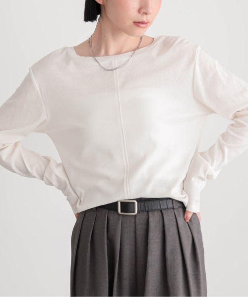 for/c（フォーシー）の「[新色追加]コットンシアーL/STシャツ【サスティナブル】（Tシャツ/カットソー・レディース・ブラック/オフホワイト/ライトグリーン/イエロー/グレー・M/L/LL）」の8枚目の写真