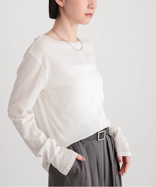 for/c（フォーシー）の「[新色追加]コットンシアーL/STシャツ【サスティナブル】（Tシャツ/カットソー・レディース・ブラック/オフホワイト/ライトグリーン/イエロー/グレー・M/L/LL）」の9枚目の写真
