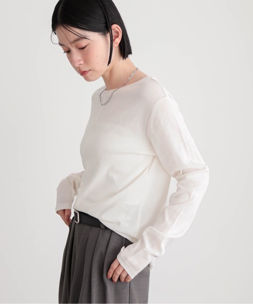 for/c（フォーシー）の「[新色追加]コットンシアーL/STシャツ【サスティナブル】（Tシャツ/カットソー・レディース・ブラック/オフホワイト/ライトグリーン/イエロー/グレー・M/L/LL）」の10枚目の写真