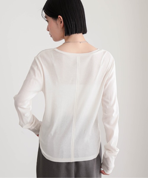 for/c（フォーシー）の「[新色追加]コットンシアーL/STシャツ【サスティナブル】（Tシャツ/カットソー・レディース・ブラック/オフホワイト/ライトグリーン/イエロー/グレー・M/L/LL）」の11枚目の写真