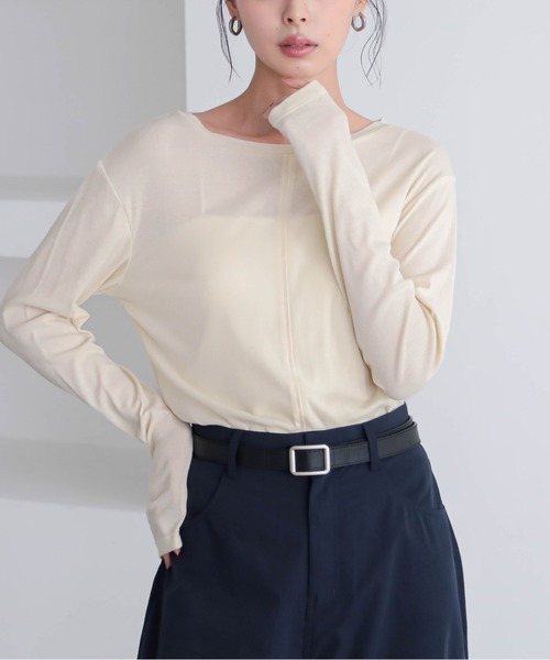 for/c（フォーシー）の「[新色追加]コットンシアーL/STシャツ【サスティナブル】（Tシャツ/カットソー・レディース・ブラック/オフホワイト/ライトグリーン/イエロー/グレー・M/L/LL）」の19枚目の写真