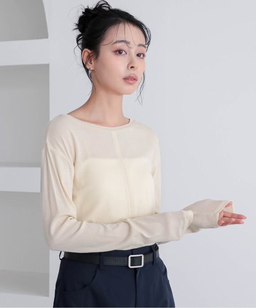 for/c（フォーシー）の「[新色追加]コットンシアーL/STシャツ【サスティナブル】（Tシャツ/カットソー・レディース・ブラック/オフホワイト/ライトグリーン/イエロー/グレー・M/L/LL）」の21枚目の写真